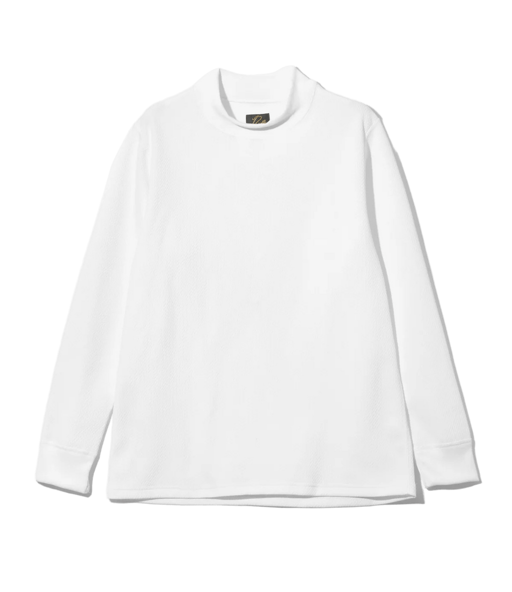L/S Mock Neck Tee - White - Poly Waffle Jersey - Needles Official Store | Track Pants Jackets and Collections